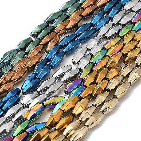 

PandaHall Electroplate Synthetic Magnetic Hematite Beads Strands, Faceted, Rhombus, Mixed Color, 12~12.5x5.5~6mm, Hole: 1.2mm, about...