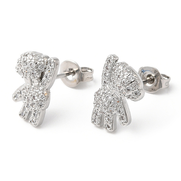 

PandaHall Clear Cubic Zirconia Bear Stud Earrings, Rack Plating Brass Jewelry, Lead Free & Cadmium Free, Platinum, 12x7mm, Pin: 0.8mm Cubic...