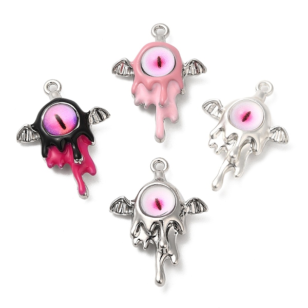 

PandaHall Alloy Enamel Pendants, with Glass, Lead Free & Cadmium Free, Platinum, Eye with Wings Charm, Mixed Color, 32x23x10mm, Hole: 1.6mm..., Multicolor