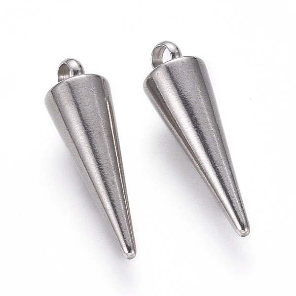 

PandaHall 304 Stainless Steel Pendants, Spike/Cone, Stainless Steel Color, 18x5mm, Hole: 2mm 304 Stainless Steel Cone