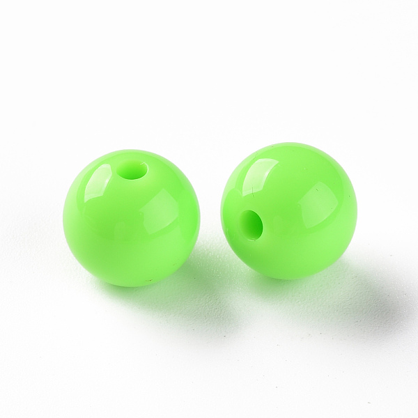 

PandaHall Opaque Acrylic Beads, Round, Lime, 12x11mm, Hole: 1.8mm, about 566pcs/500g Acrylic Round Green