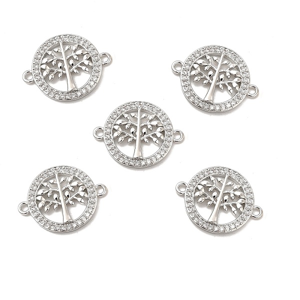 

PandaHall Brass Micro Pave Clear Cubic Zirconia Connector Charms, Flat Round Links with Tree of Life, Platinum, 22x17x2.5mm, Hole: 1.5mm...