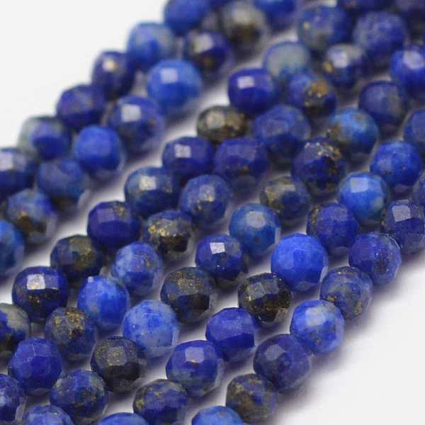 

PandaHall Natural Lapis Lazuli Beads Strands, Faceted, Round, 2mm, Hole: 0.5mm, about 178pcs/strand, 15.3 inch(39cm) Lapis Lazuli Round Blue