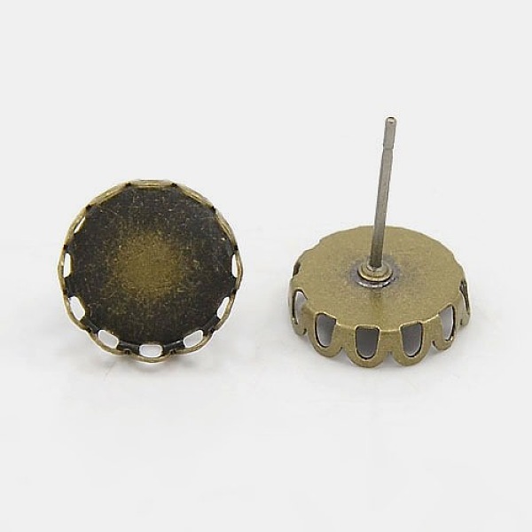 

PandaHall Brass Ear Studs, Antique Bronze, Size: about 14mm long, flat round: about 10mm inner diameter, pin: about 0.7mm thick Brass Flat...