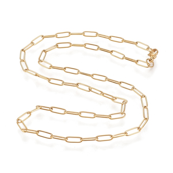 

PandaHall 304 Stainless Steel Paperclip Chain Necklace, with Lobster Claw Clasps, Golden, 19.68 inch(50cm) Stainless Steel
