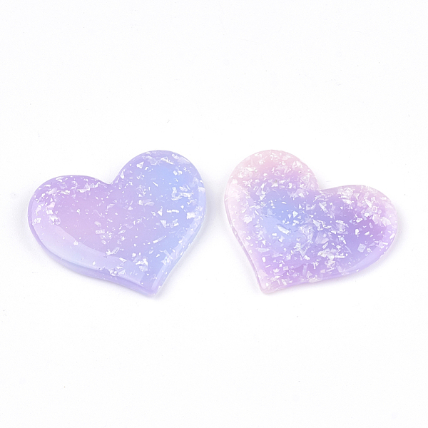

PandaHall Opaque Resin Cabochons, Heart, Lilac, 30x35x4mm Resin Heart Purple