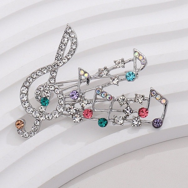 

PandaHall Musical Note Rhinestone Lapel Pin, Platinum Alloy Brooch for Backpack Clothes, Colorful, 31x48mm Alloy+Rhinestone Multicolor