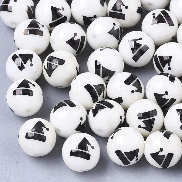 

PandaHall Christmas Opaque Glass Beads, Round with Electroplate Christmas Hat Pattern, Gunmetal Plated, 10mm, Hole: 1.2mm Glass Round White