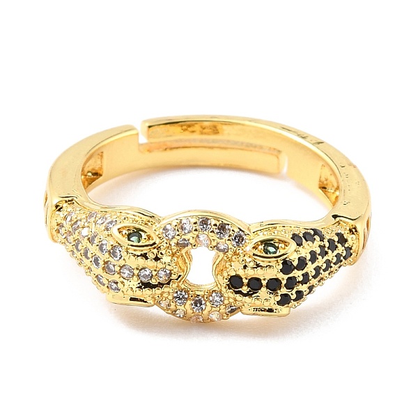 

PandaHall Adjustable Brass Micro Pave Cubic Zirconia Rings, Long-Lasting Plated, Snake with Round Ring, Real 18K Gold Plated, US Size 6...
