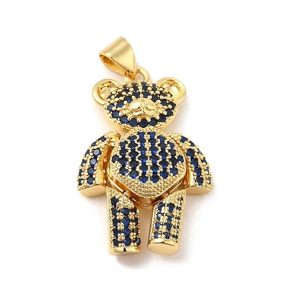 

PandaHall Brass Micro Pave Cubic Zirconia Pendants, Bear Charm, Mechanical Charm, Golden, Prussian Blue, 26.5x18x7mm, Hole: 4x3mm...