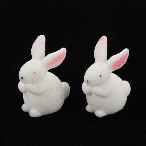 

PandaHall Flocky Acrylic Beads, Half Drilled Beads, Rabbit, White, 24.5x18x12.5mm, Hole: 1.4mm Plastic Rabbit White