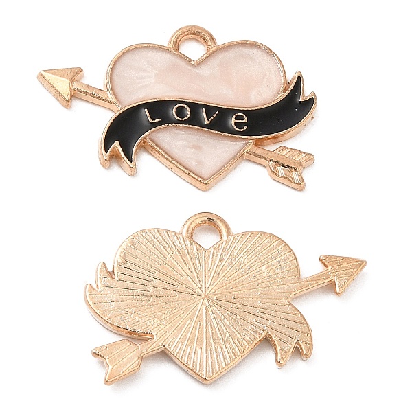 

PandaHall Light Gold Tone Alloy Enamel Pendants, Cadmium Free & Lead Free, Heart with Arrow & Word Love Charm, Linen, 14.5x23x1.5mm, Hole..., Brown