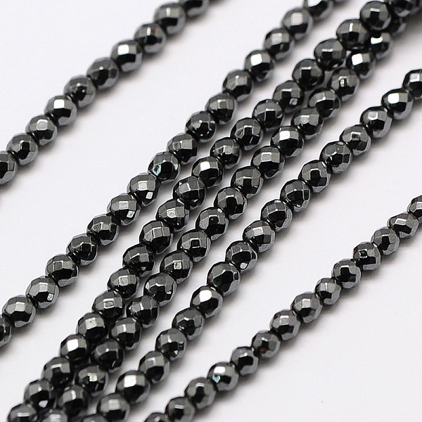 

PandaHall Non-magnetic Synthetic Hematite Bead Strands, Faceted Round, 2mm, Hole: 0.8mm, about 190pcs/strand, 16 inch Non-magnetic Hematite...