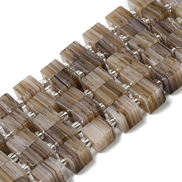 

PandaHall Handwork Lampwork Beads, with Glass Spacer Beads, Square, Camel, 6x6x5~5.5mm, Hole: 0.9mm, about 54~55pcs/strand, 15.75~15.94''..., Brown