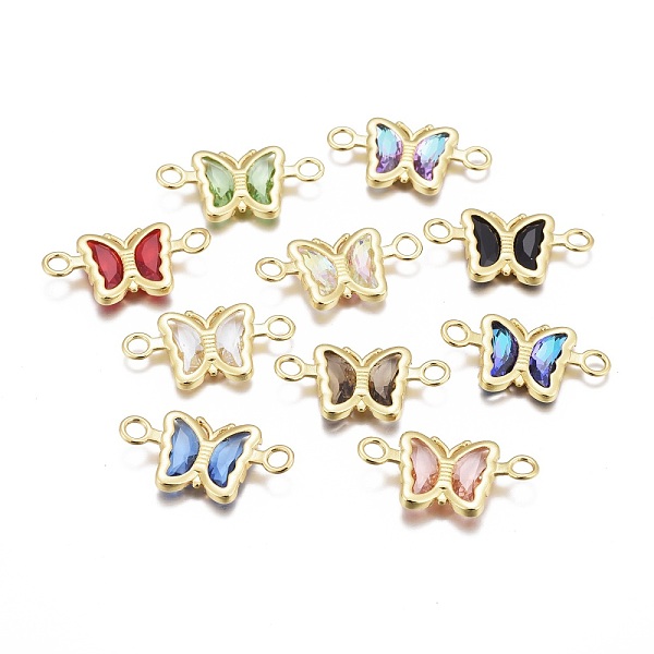 

PandaHall Faceted Glass Links Connectors, with Golden Tone Brass Claw Connector Settings, Butterfly, Mixed Color, 14.5x27.5x3.5mm, Hole: 3mm..., Multicolor
