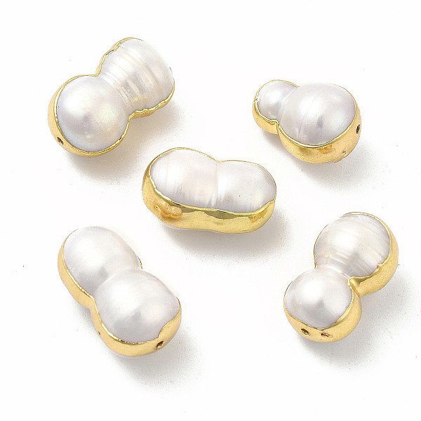 

PandaHall Natural Pearl Beads, with Brass Findings, Peanut Bead, Light Gold, 14~18x10~11x10~11mm, Hole: 0.9~1mm Pearl Others