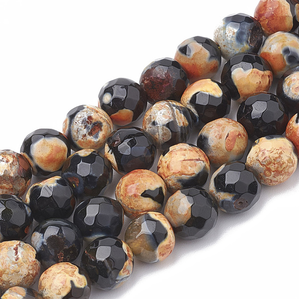 

PandaHall Natural Fire Crackle Agate Beads Strands, Dyed, Faceted, Round, Sandy Brown, 7~8mm, Hole: 1mm, about 46~48pcs/strand, 14.17...