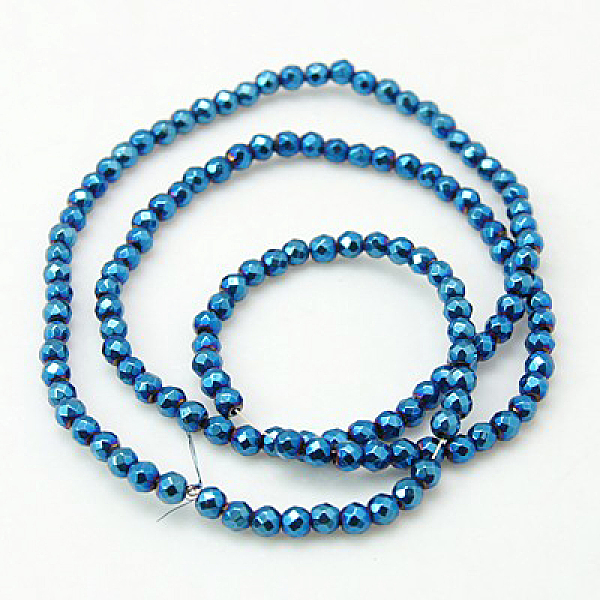 

PandaHall Non-Magnetic Synthetic Hematite Beads Strands, Color Plated, Faceted, Round, Blue Plated, 3mm, Hole: 1mm Non-magnetic Hematite...
