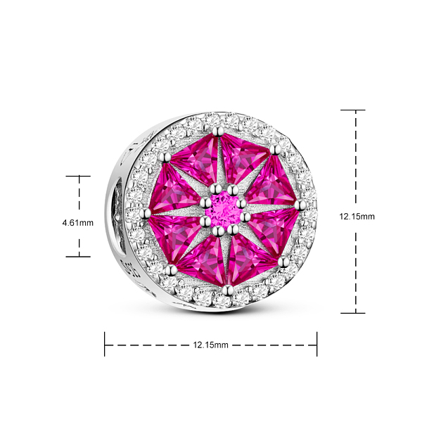 

PandaHall TINYSAND Rhodium Plated 925 Sterling Silver Elegant Blooming Flower European Beads, with Cubic Zirconia, Platinum, Deep Pink...
