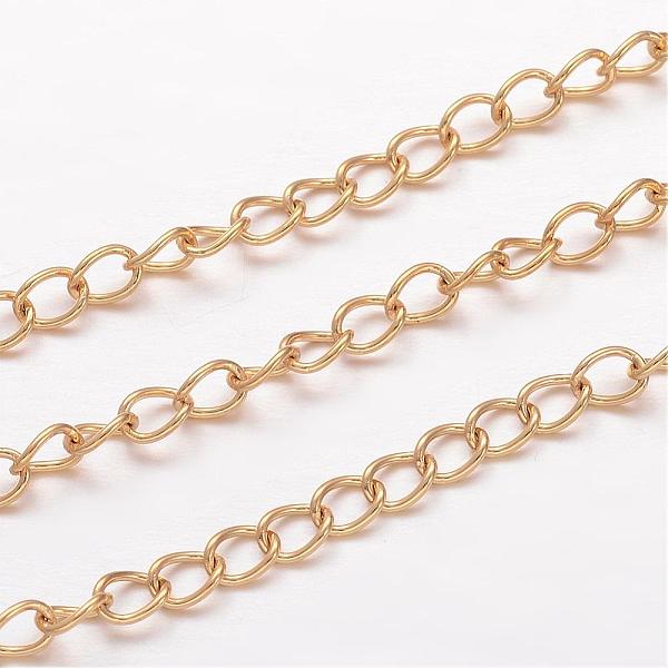 

PandaHall Ion Plating(IP) 304 Stainless Steel Curb Chains, Twisted Chains, Soldered, for Jewelry Making, Golden, 4x3x0.6mm 304 Stainless...