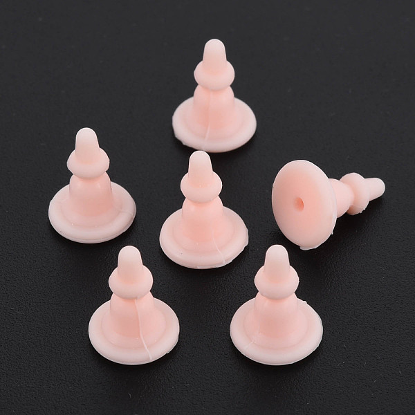 

PandaHall Silicone Ear Nuts, Earring Backs, for Stud Earring Making, Light Coral, 11x8x8mm, Hole: 0.7mm Silicone