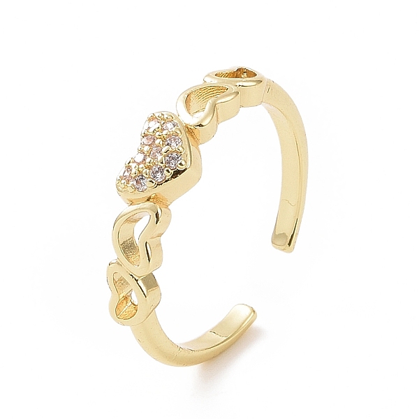

PandaHall Clear Cubic Zirconia Heart Open Cuff Ring, Brass Jewelry for Valentine's Day, Golden, Inner Diameter: 18mm Brass+Cubic Zirconia...