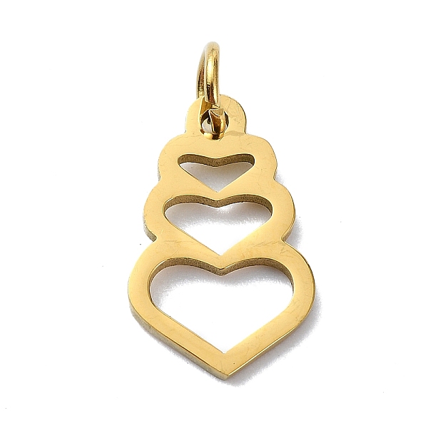 

PandaHall 304 Stainless Steel Pendants, with Jump Rings, Laser Cut, Heart Charm, Golden, 15.5x9.5x1mm, Hole: 3mm 304 Stainless Steel Heart