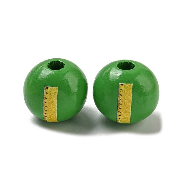 

PandaHall Printed Wood European Beads, Large Hole Beads, Round, Green, 16~16.5x14.5~15mm, Hole: 4mm Wood Round Green