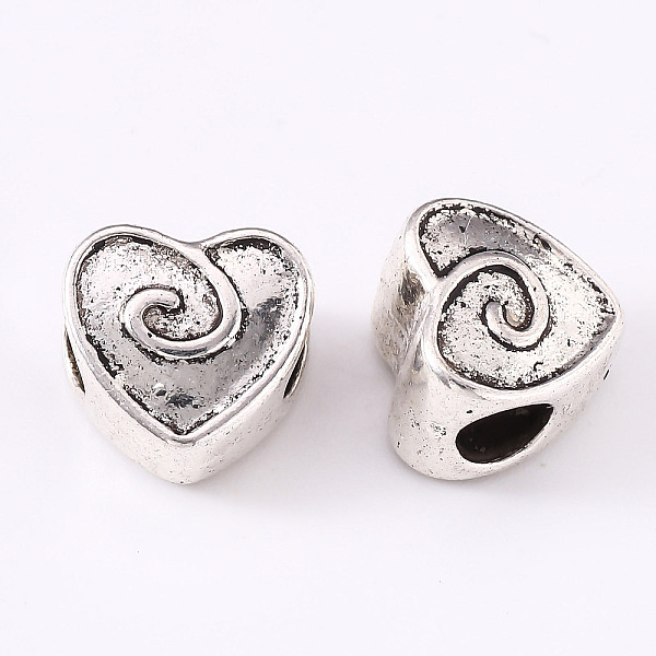 

PandaHall Alloy European Beads, Large Hole Beads, Cadmium Free & Lead Free, Heart, Antique Silver, 11x11x7.5mm, Hole: 4.5mm, about...
