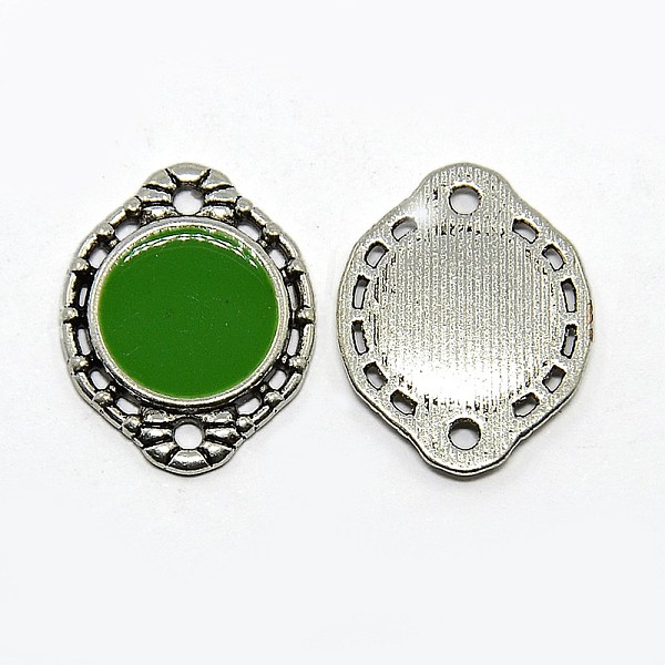 

PandaHall Oval Antique Silver Tone Alloy Enamel Links connectors, Green, 18x15x1.5mm, Hole: 1mm Alloy+Enamel Oval Green
