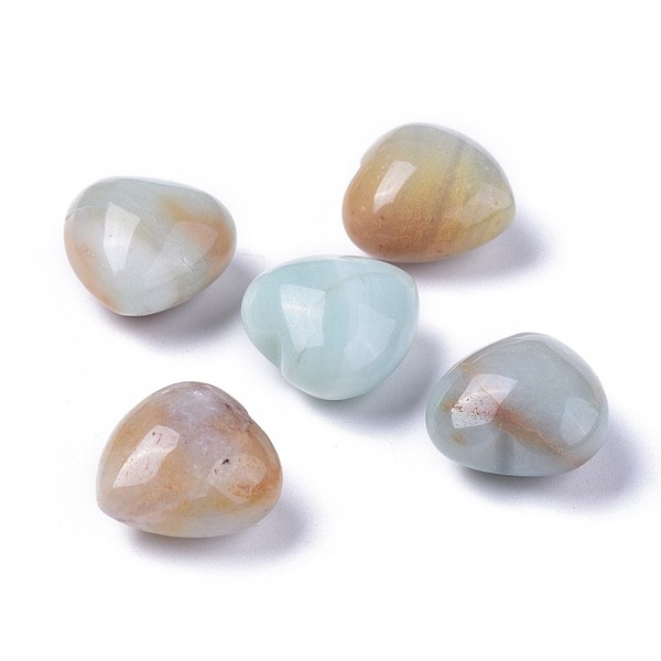 

PandaHall Natural Flower Amazonite Heart Love Stone, Pocket Palm Stone for Reiki Balancing, 20x20x13~13.5mm Flower Amazonite Heart