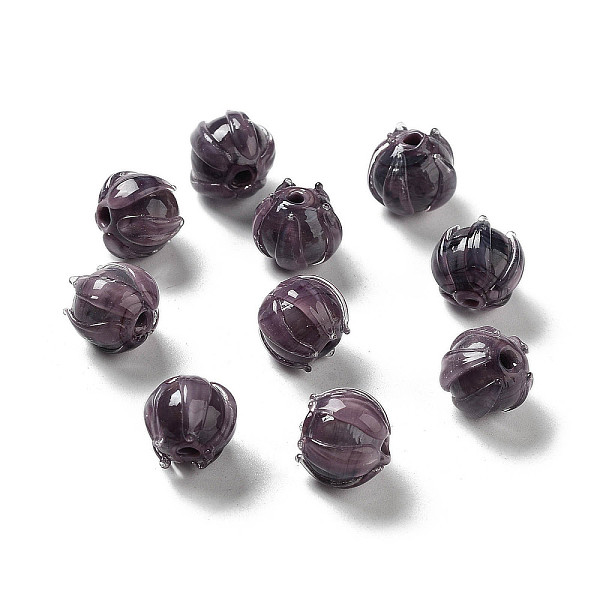 

PandaHall Handmade Lampwork Beads, Lotus, Indigo, 11x10mm, Hole: 2mm Lampwork Flower Purple