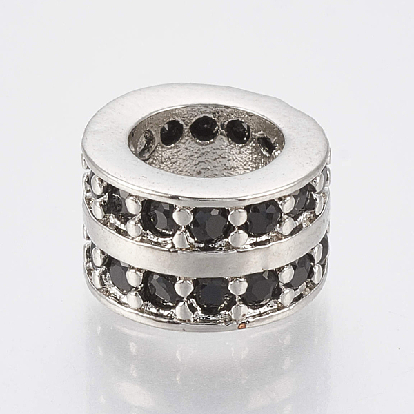 

PandaHall Brass Micro Pave Cubic Zirconia Beads, Large Hole Beads, Column, Black, Platinum, 8.5x5.5mm, Hole: 5mm Brass+Cubic Zirconia Column...