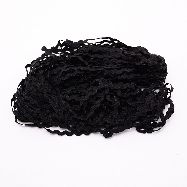 

PandaHall Wave Bending Fringe Trim, Sewing Ribbon, for Cloth Dress DIY Making Decorate, Black, 1/4 inch~3/8 inch(5~8.5mm), about...