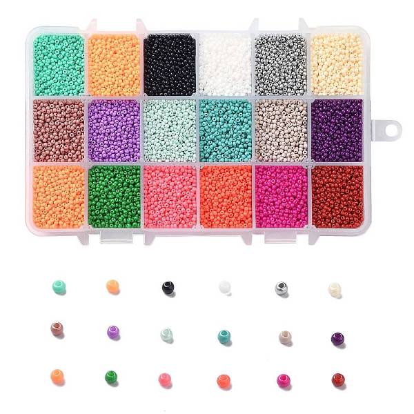 

PandaHall 450G 18 Colors 12/0 Grade A Round Glass Seed Beads, Baking Paint, Mixed Color, 2.3x1.5mm, Hole: 1mm, 25g/color, about 48000pcs/box..., Multicolor