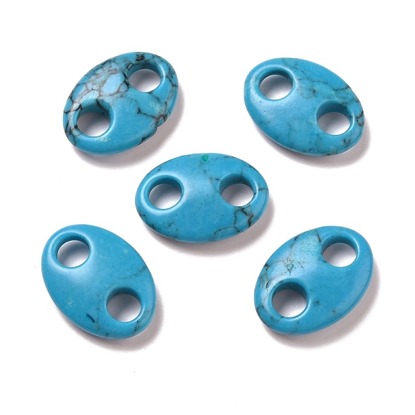 

PandaHall Synthetic Turquoise Connector Charms, Pig Nose, 25x18x6.5mm, Hole: 6mm Synthetic Turquoise Oval