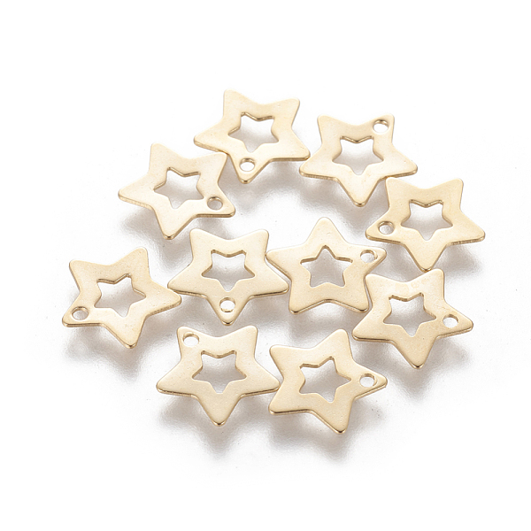 

PandaHall 201 Stainless Steel Charms, Star, Golden, 9.5x10x0.5mm, Hole: 1mm 201 Stainless Steel Star