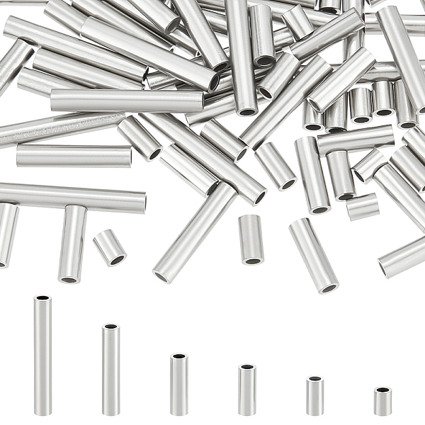 

PandaHall Unicraftale 72Pcs 6 Style 304 Stainless Steel Tube Beads, Stainless Steel Color, 4~25x3mm, Hole: 2mm, 12pcs/style 304 Stainless...