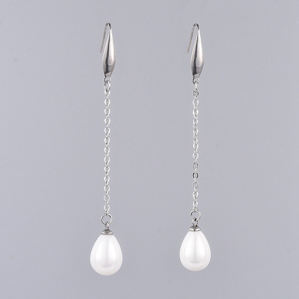 

PandaHall Shell Pearl Dangle Earrings, with Brass Cable Chains, 316 Surgical Stainless Steel Earring Hooks and Cardboard Jewelry Set Boxes...