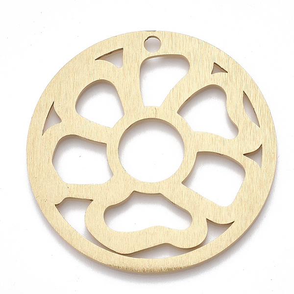 

PandaHall Aluminium Big Pendants, Laser Cut Big Pendants, Flat Round with Flower, Golden, 50x1mm, Hole: 3mm Aluminum Flat Round
