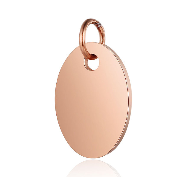 

PandaHall 201 Stainless Steel Stamping Blank Tag Charms, Manual Polishing, Oval, Rose Gold, 14x9.5x1mm, Hole: 3.5mm 201 Stainless Steel Oval