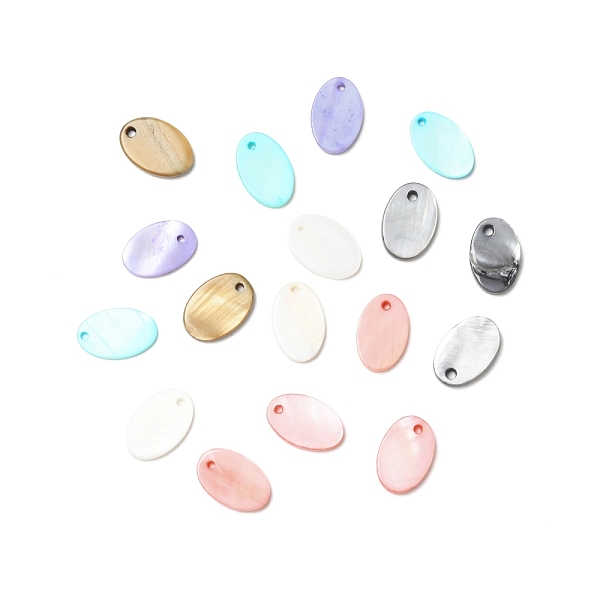 

PandaHall Natural Freshwater Shell Charms, Dyed, Flat Oval, Mixed Color, 14x9.5x1.5mm, Hole: 1.2mm Freshwater Shell Oval Multicolor