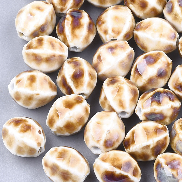 

PandaHall Handmade Porcelain Beads, Fancy Antique Glazed Porcelain, Oval, Bisque, 15.5~16x14.5~15x13~13.5mm, Hole: 2mm Porcelain Oval Orange