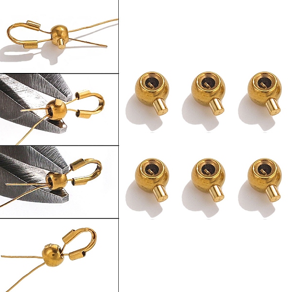 

PandaHall 304 Stainless Steel Bead Tips, Round, Golden, 3.5x2.5mm, Hole: 1mm, Inner Diameter: 1.2mm 304 Stainless Steel Column