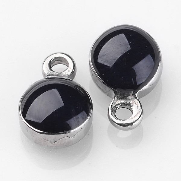 

PandaHall 304 Stainless Steel Charms, with Enamel, Enamelled Sequins, Flat Round, Stainless Steel Color, Black, 13x10x4.5mm, Hole: 1mm...