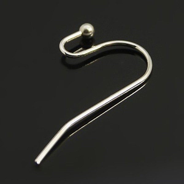 

PandaHall Brass Hook Ear Wire, Lead Free and Cadmium Free, Platinum Color, Size: about 11mm wide, 22mm long, 0.75mm thick, Ball: 2mm in...