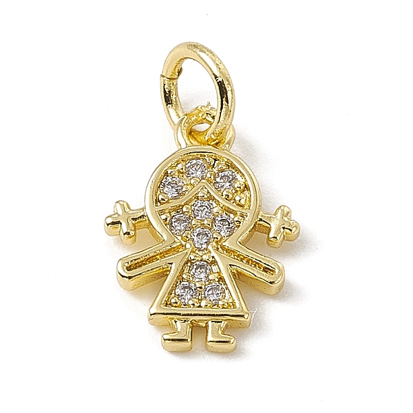 

PandaHall Brass Micro Pave Cubic Zirconia Charms, with Jump Rings, Girl Charms, Real 18K Gold Plated, 12.5x9x1.5mm, Hole: 3.4mm Brass+Cubic..., Clear