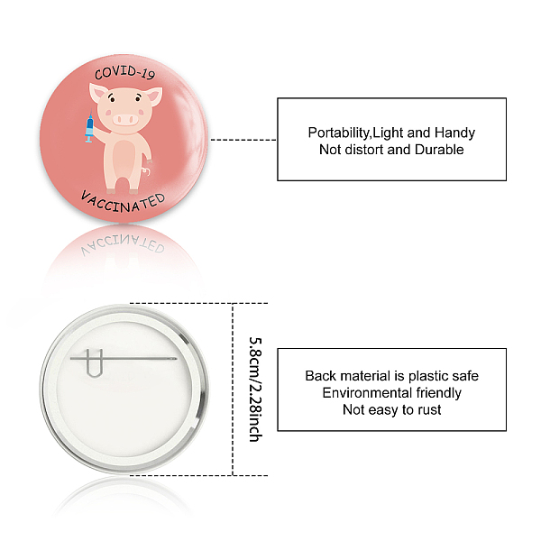

PandaHall Tinplate Brooch, with Plastic Bottom & Iron Pin, Flat Round, Mixed Color, Animal Pattern, 58x4mm, 9pcs/set Tinplate Other Animal..., Multicolor
