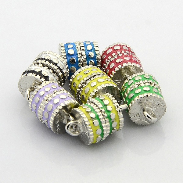 

PandaHall Platinum Plated Column Alloy Enamel Magnetic Clasps with Loops, Mixed Color, 18x10mm, Hole: 2mm Alloy+Enamel Column Multicolor