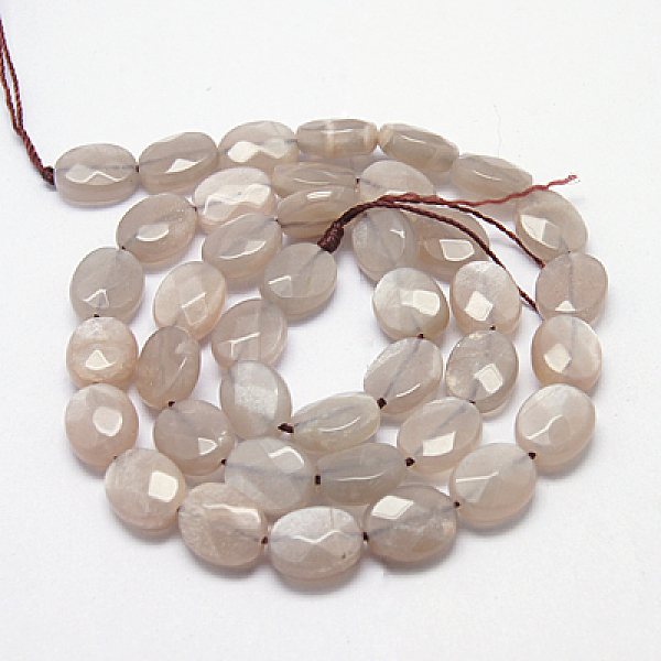 

PandaHall Natural Sunstone Beads Strands, Faceted, Oval, Light Salmon, 10x8x4mm, Hole: 1mm, about 40pcs/strand, 15.5 inch Sunstone Oval